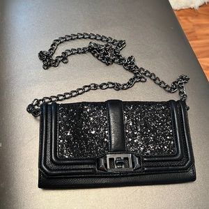 Rebecca Minkoff Sequin black clutch to shoulder bag